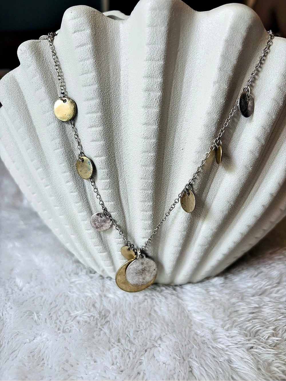 Layered Pendant Necklace in Silver & Gold Like New